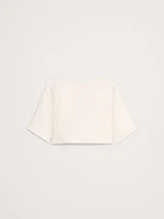 Linen Boat-Neck Cropped Top