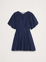 Cotton Poplin Bubble-Hem Mini Dress