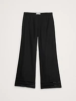Mid-Rise Kick-Flare Linen Ankle Pant