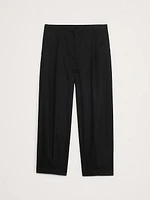 High-Rise Pleated Cotton Poplin Cropped Pant