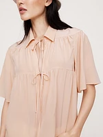 Matte Silk Tie-Front Shirt