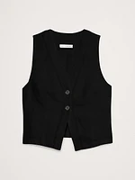 Lace-Trim Linen Vest