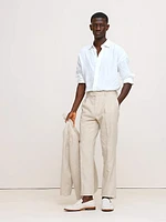 Herringbone Cotton-Linen Slim Suit Pant