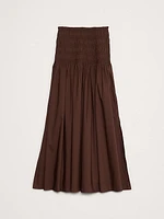 Cotton Poplin Smocked-Waist Maxi Skirt