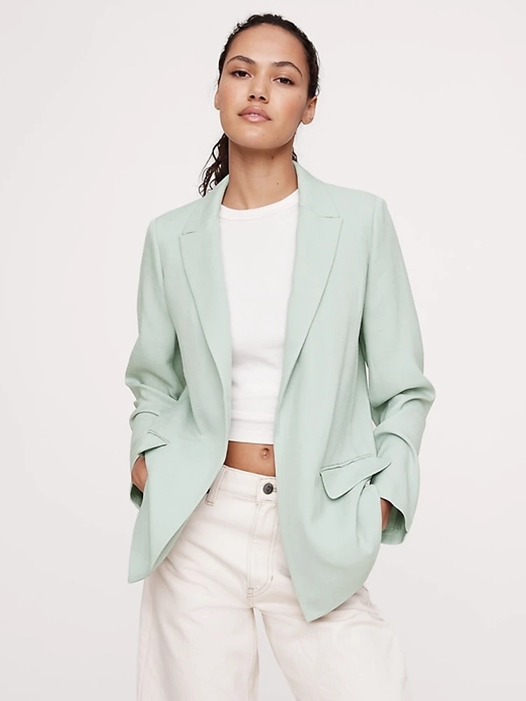 Drapey-Twill Blazer