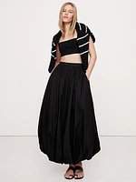 Cotton Poplin Bubble-Hem Maxi Skirt