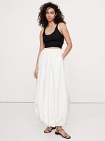 Cotton Poplin Bubble-Hem Maxi Skirt