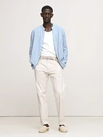 Standard-Fit Linen-Cotton Banded-Collar Shirt