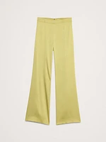 Mid-Rise Kick-Flare Satin Ankle Pant