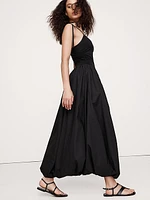 Mixed Media Bubble-Hem Maxi Dress