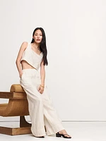 Linen Square-Neck Cropped Tank