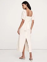 Linen Sweetheart Long Midi Dress