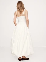 Mixed Media Bubble-Hem Maxi Dress