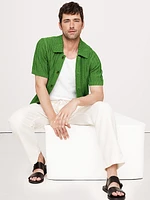 Wide-Ribbed Cotton Knit Shirt