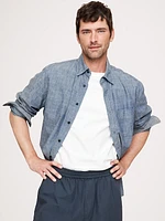 Loose Cotton Poplin Pull-On Cropped Pant