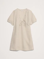 Linen Tie-Front Mini Dress