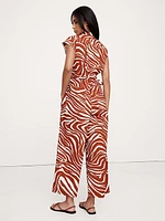 Cotton Poplin Wide-Leg Cropped Jumpsuit