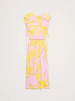 Stretch-Crepe Open-Back Midi Dress