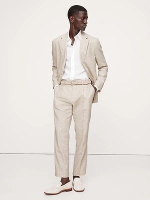 Herringbone Cotton-Linen Slim Suit Pant