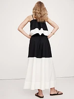 Color-Block Cotton Poplin Maxi Skirt
