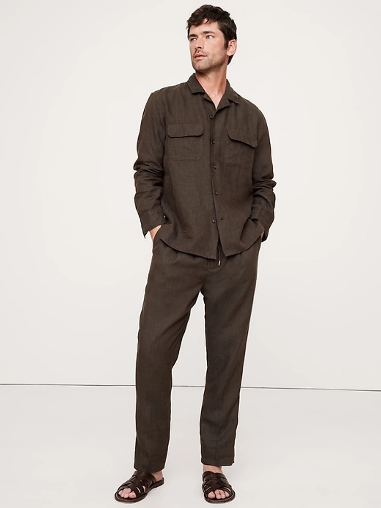 Straight Linen Pull-On Pant