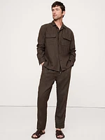 Straight Linen Pull-On Pant