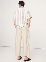Loose Cotton Poplin Pull-On Cropped Pant
