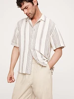Loose Cotton Poplin Pull-On Cropped Pant