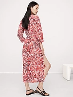 Cotton Poplin Split-Neck Shirt Dress