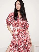 Cotton Poplin Split-Neck Shirt Dress