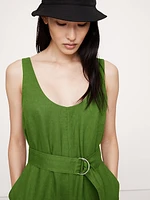 Linen Belted Wide-Leg Jumpsuit