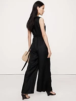 Viscose-Linen Wrap-Front Jumpsuit