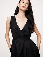 Viscose-Linen Wrap-Front Jumpsuit
