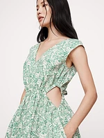 Cotton Poplin Side Cut-Out Midi Dress