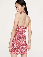 Linen Halter Cut-Out Mini Dress