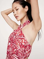 Linen Halter Cut-Out Mini Dress