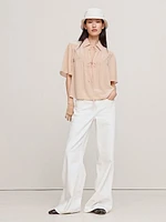 Matte Silk Tie-Front Shirt