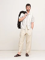 Loose Cotton Poplin Pull-On Cropped Pant