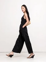 Viscose-Linen Wrap-Front Jumpsuit