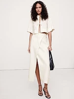 Linen Wrap Maxi Skirt