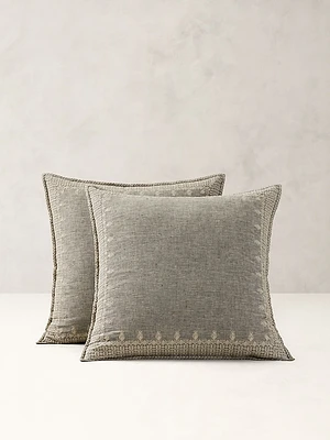 Heirloom Embroidered Linen-Cotton Sham Set