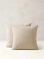 Embroidered Linen-Cotton Sham Set