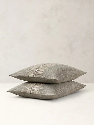 Heirloom Embroidered Linen-Cotton Sham Set