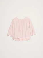 Oversized Cotton Poplin Shirred Top