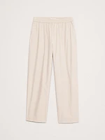 Loose Cotton Poplin Pull-On Cropped Pant