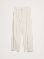High-Rise Pleated Cotton Poplin Cropped Pant