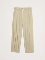 High-Rise Pleated Cotton Poplin Cropped Pant