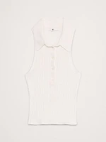 Crinkle Knit Sleeveless Polo