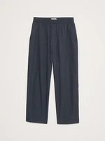 Loose Cotton Poplin Pull-On Cropped Pant