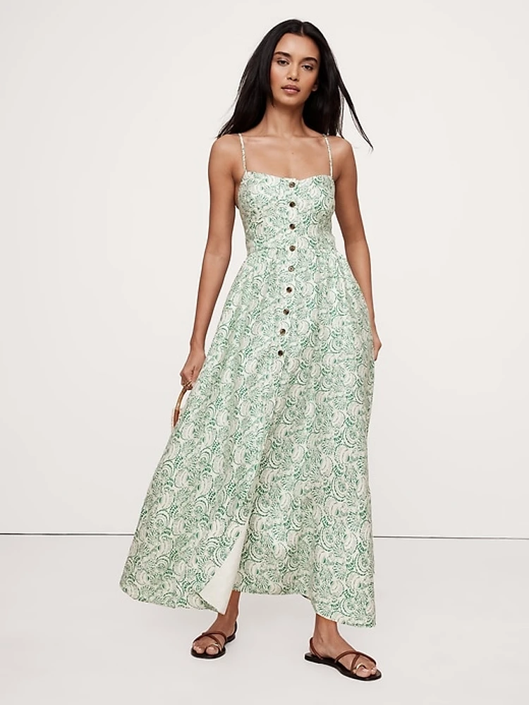 Linen Corset Long Midi Dress